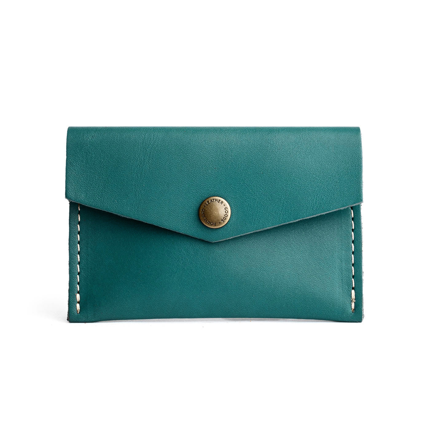 Peacock | Small leather envelope card wallet with snap closure