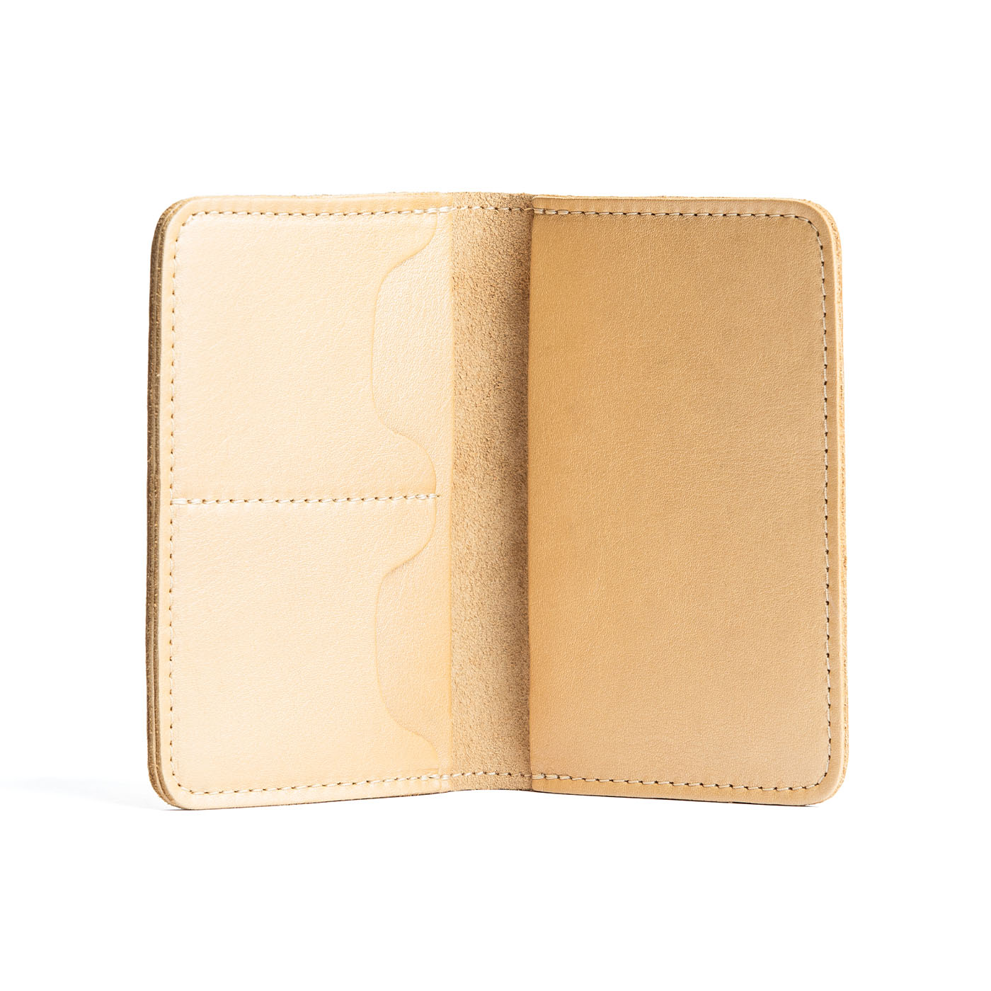 Champagne | Leather passport case with PLG logo open shot