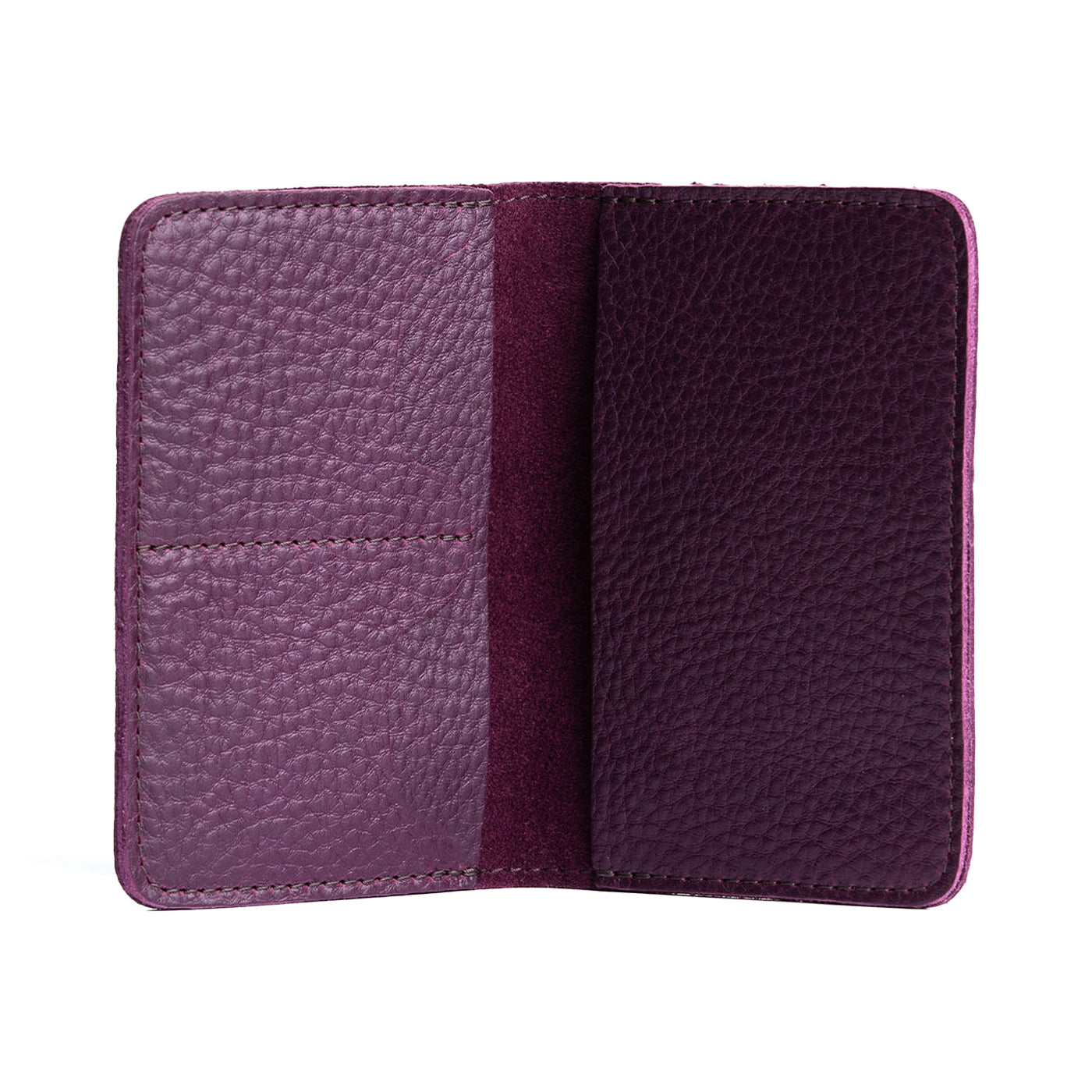 Plum | Leather passport case with PLG logo open shot