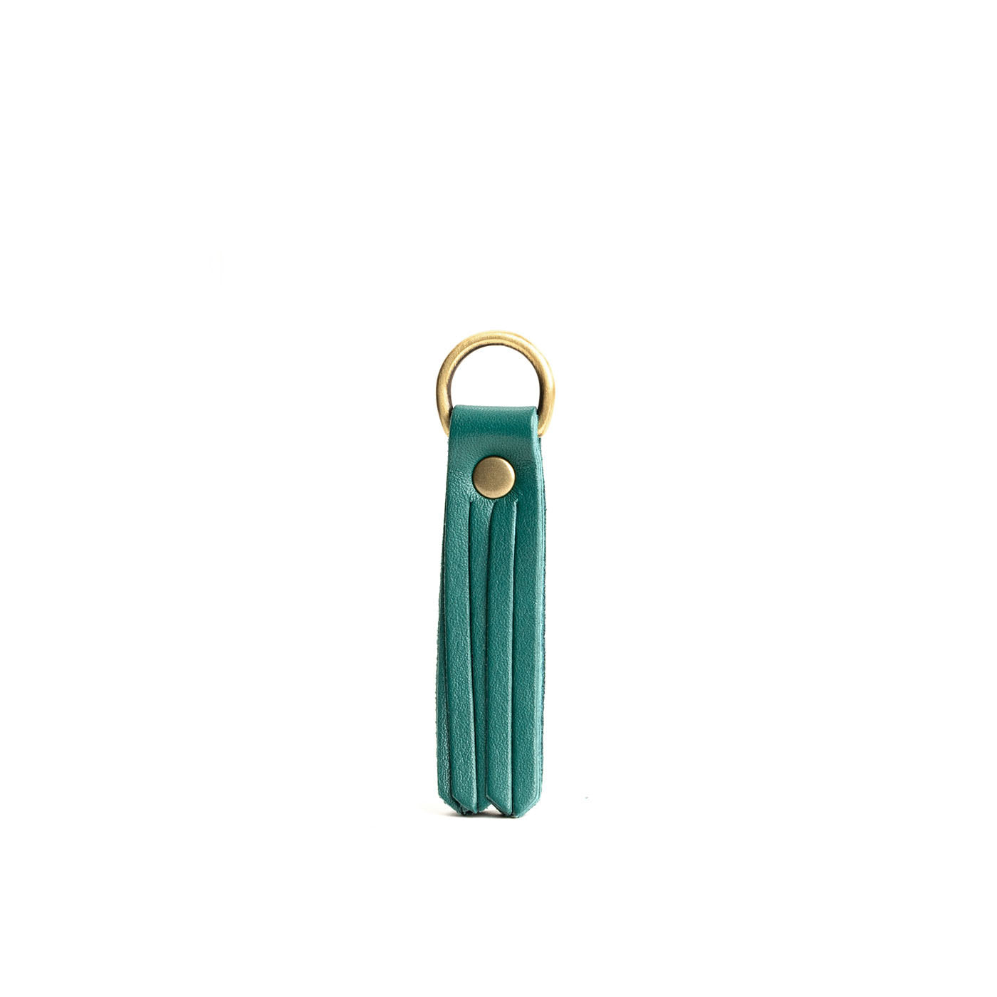 Peacock*Small | slim leather tassel with brass ring