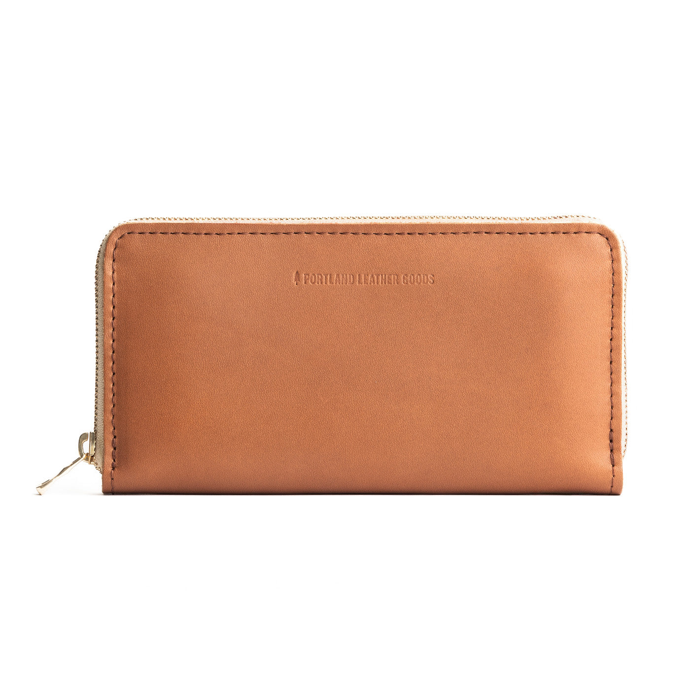 Biscuit | Large accordion leather wallet with zipper and PLG logo