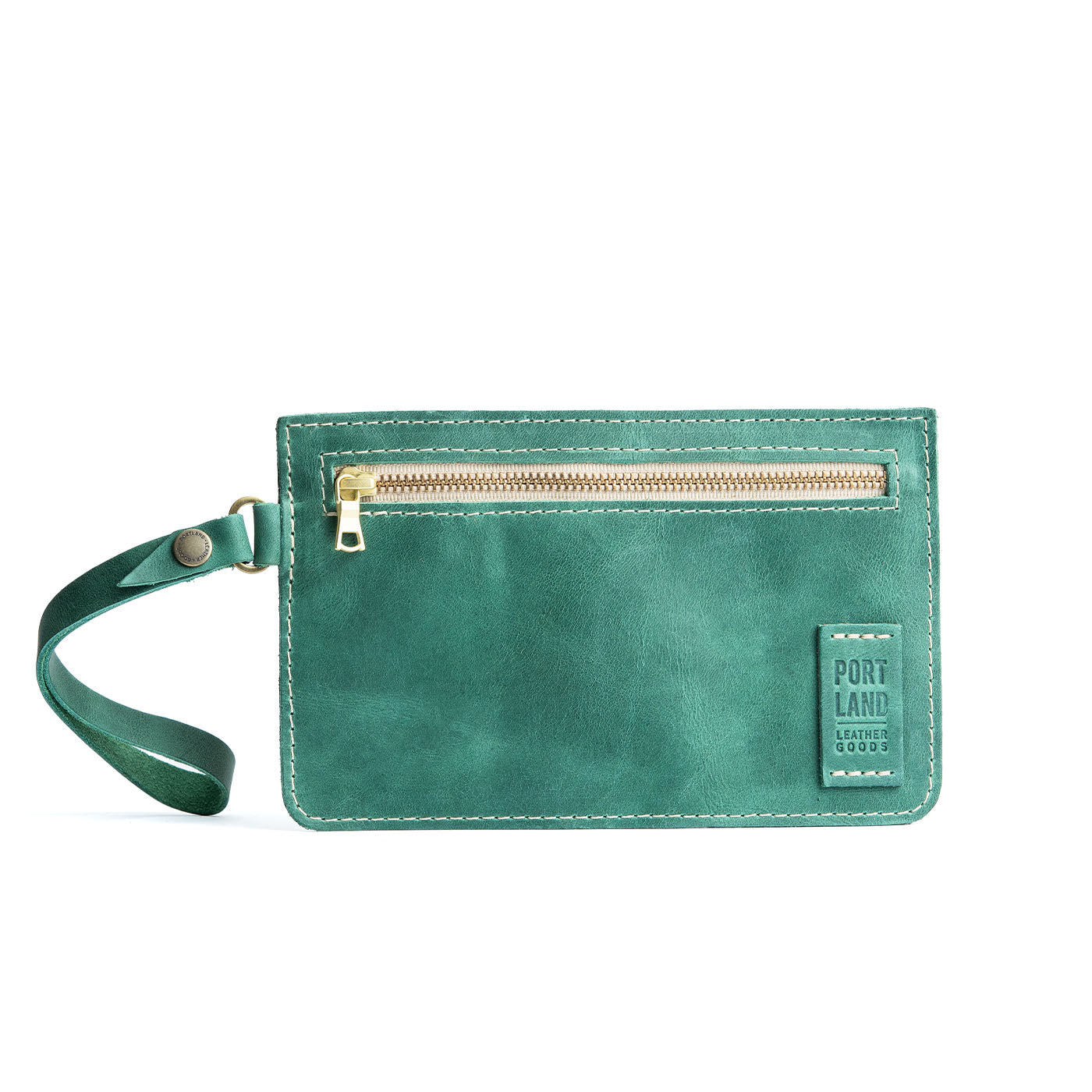 Surf | Flat leather pouch with zipper and wristlet