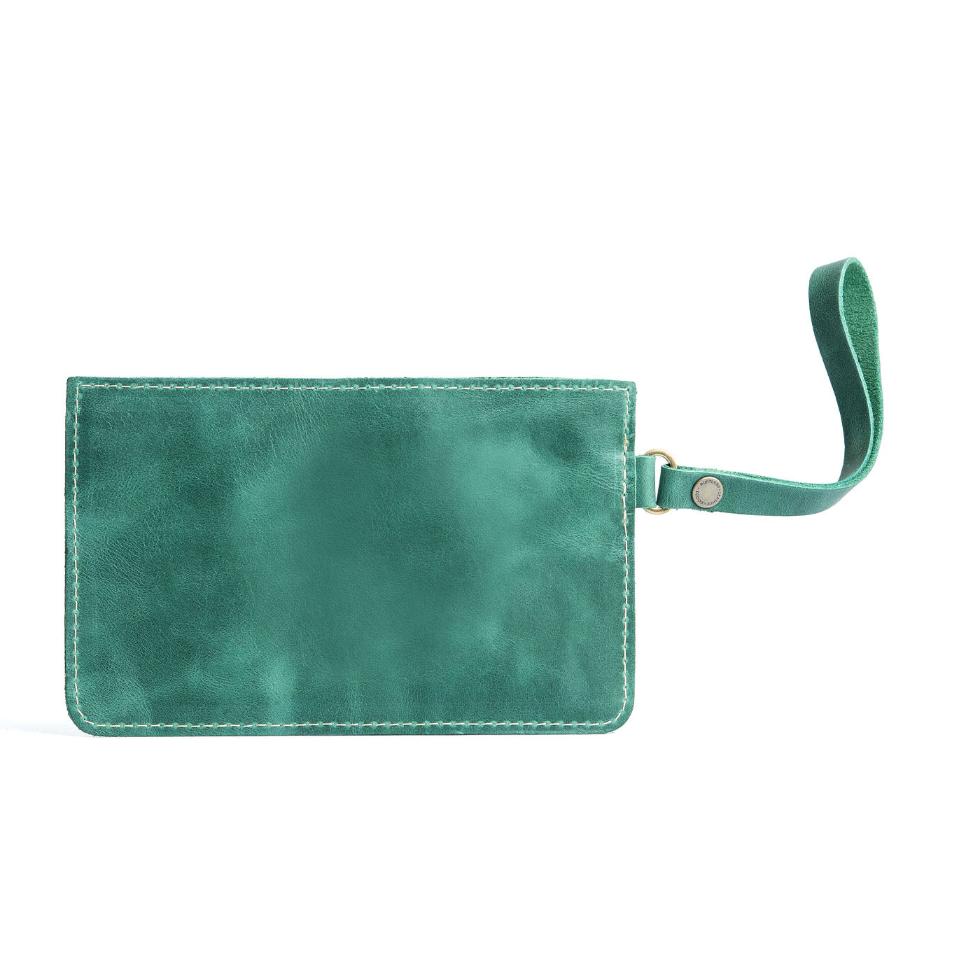 Surf | Flat leather pouch with zipper and wristlet backside