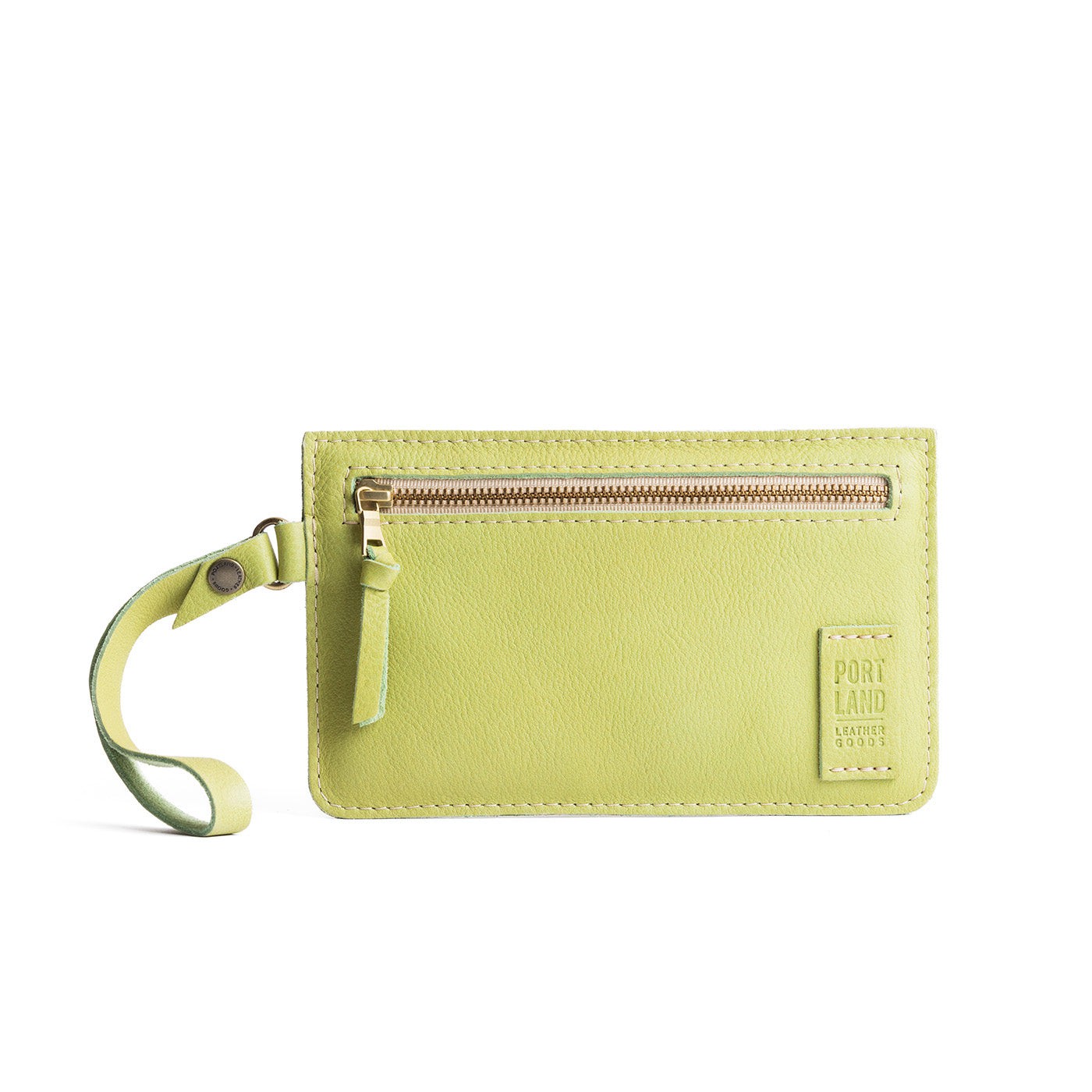 Sugar Snap | Flat leather pouch with zipper and wristlet