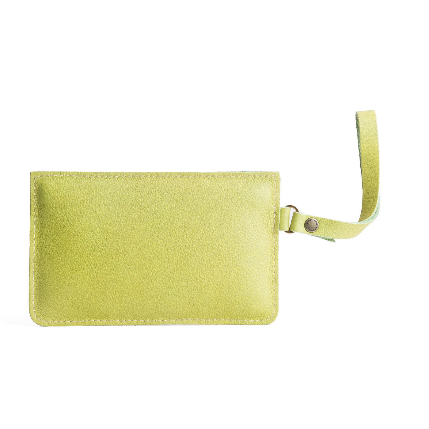 Sugar Snap | Flat leather pouch with zipper and wristlet backside