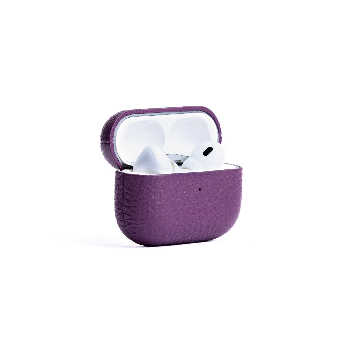 Eggplant | Leather cover for airpod case open