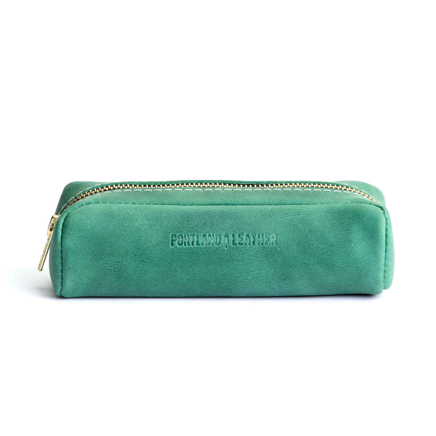 All Color: Surf | Leather pouch with a curved top and zipper