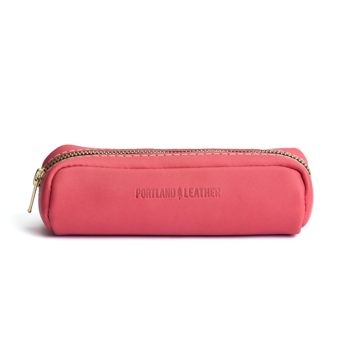 All Color: Tulip | Leather pouch with a curved top and zipper