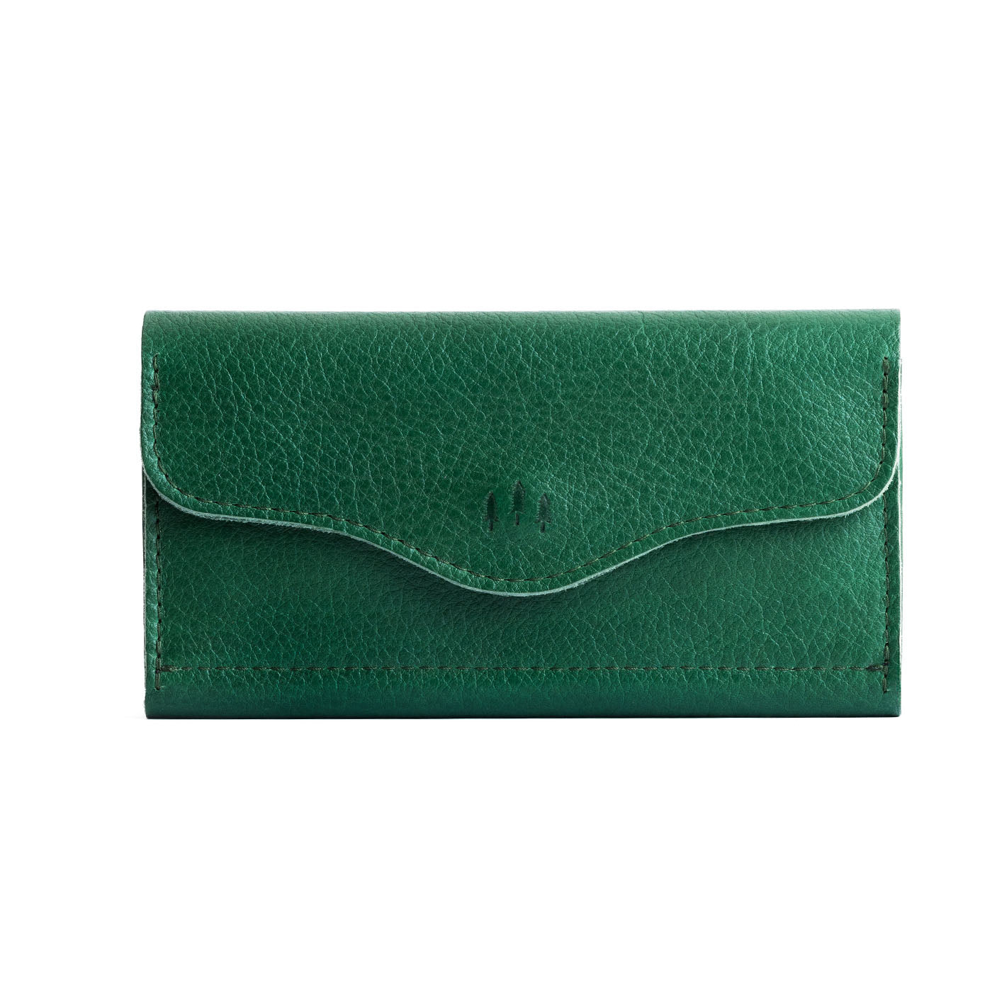 Bacalar | Large leather wallet with snap closure and three trees debossed