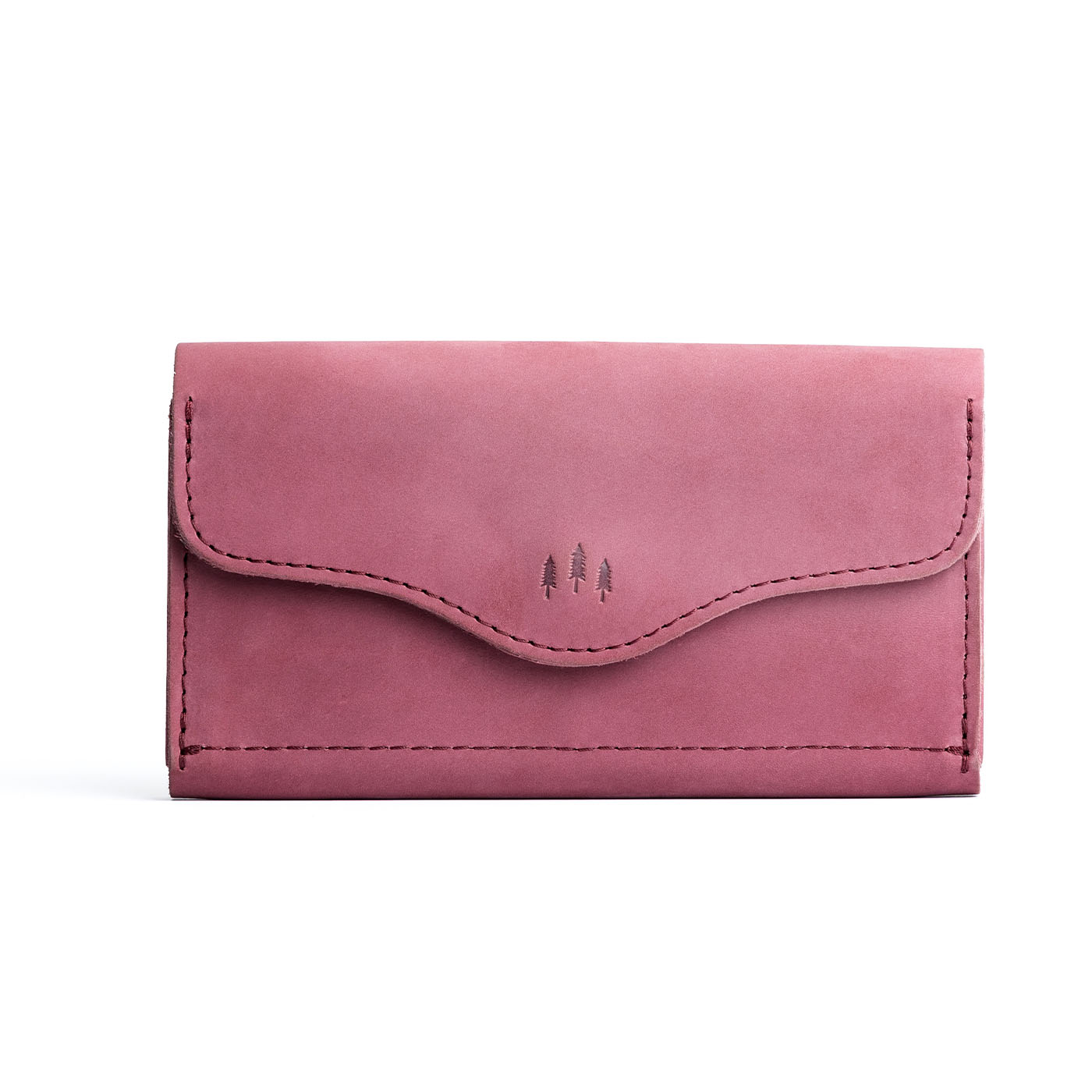 Foxglove | Large leather wallet with snap closure and three trees debossed