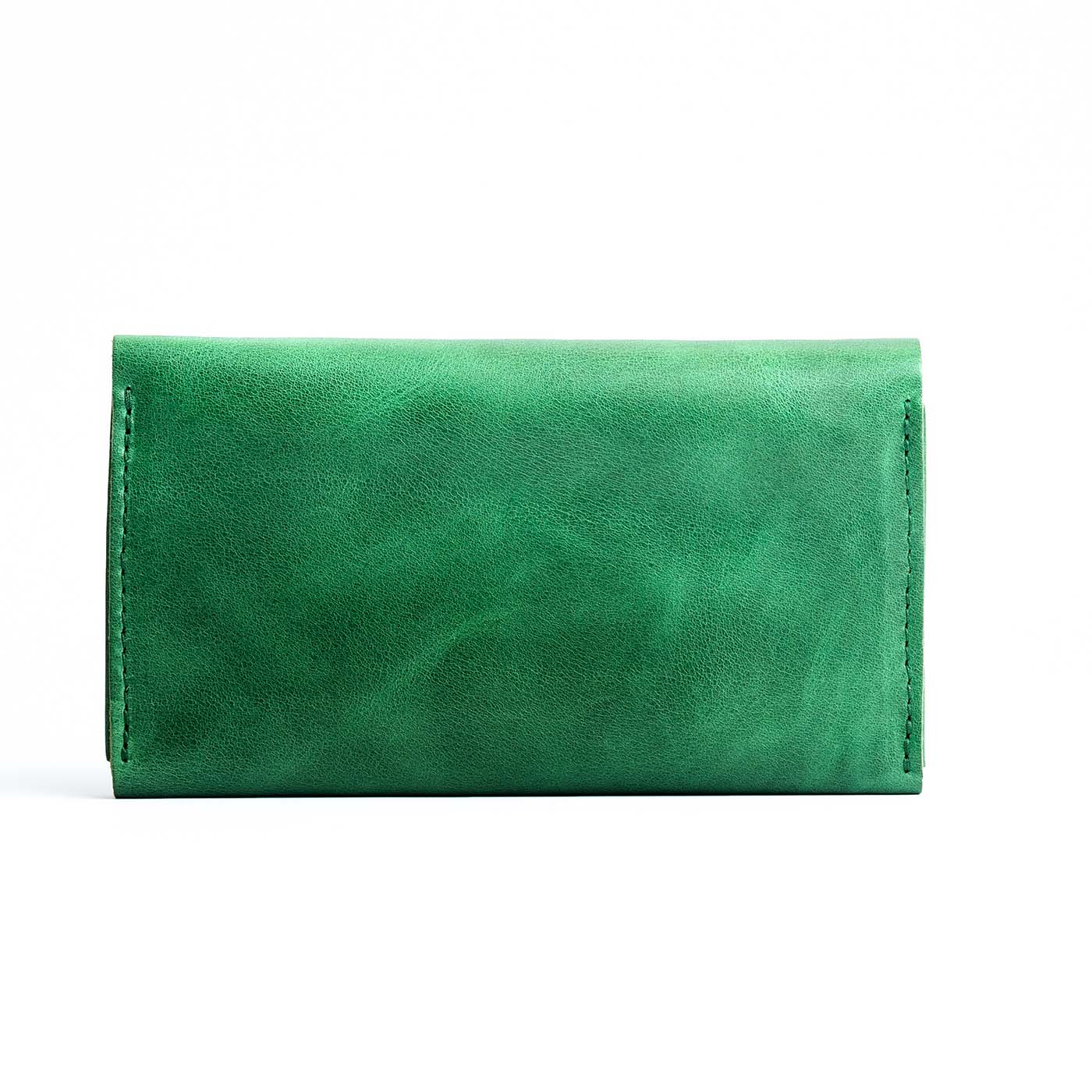 Cowboy Mint | Backside of large leather wallet with snap closure