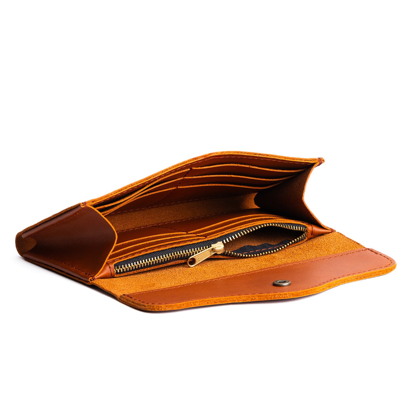 Tuscany | Large leather wallet with snap closure open