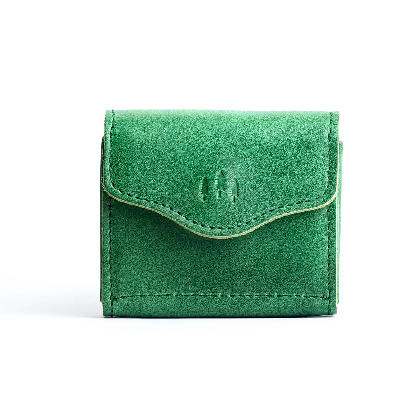 Cowboy Mint | Compact leather wallet with snap closure and three trees debossed