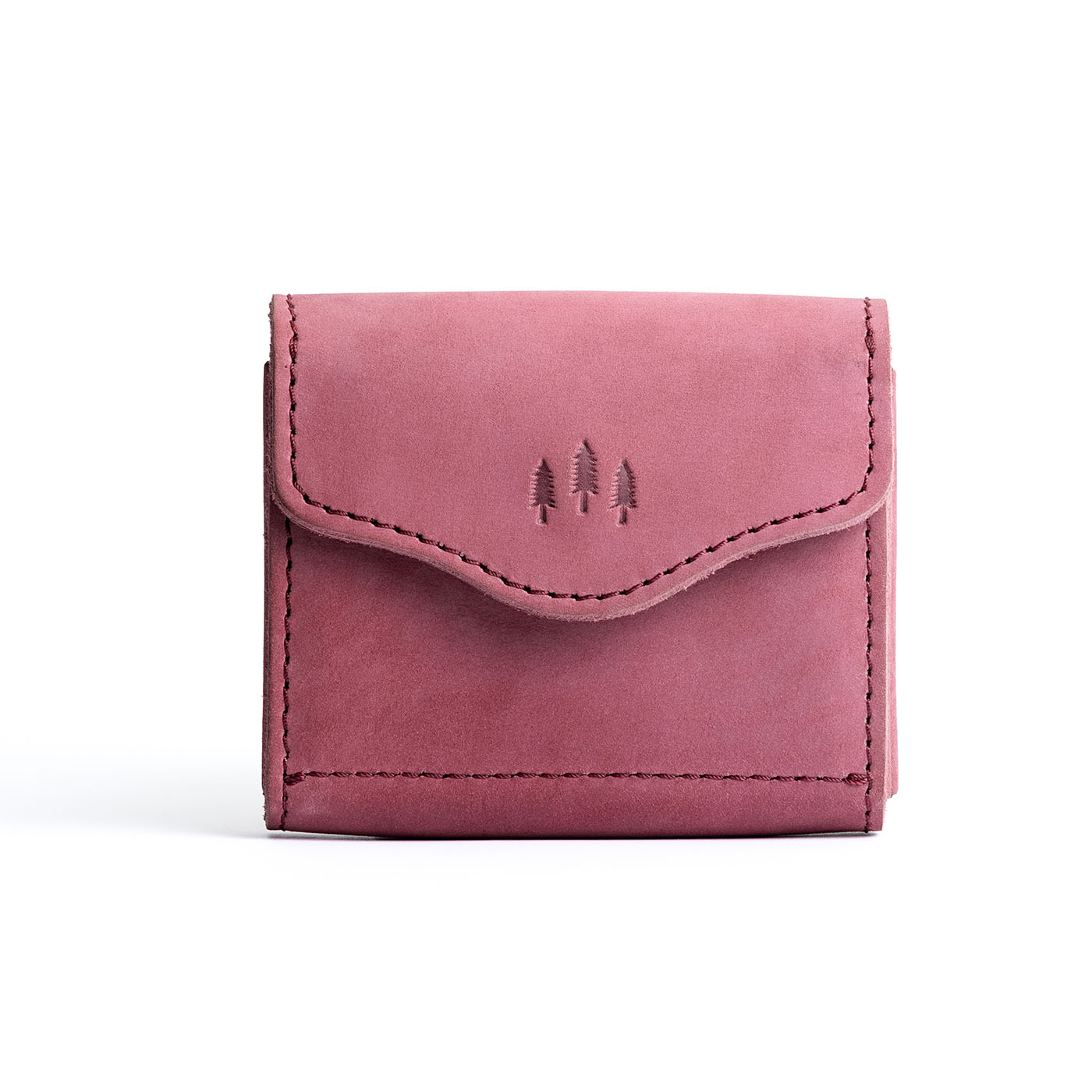 Foxglove | Compact leather wallet with snap closure and three trees debossed