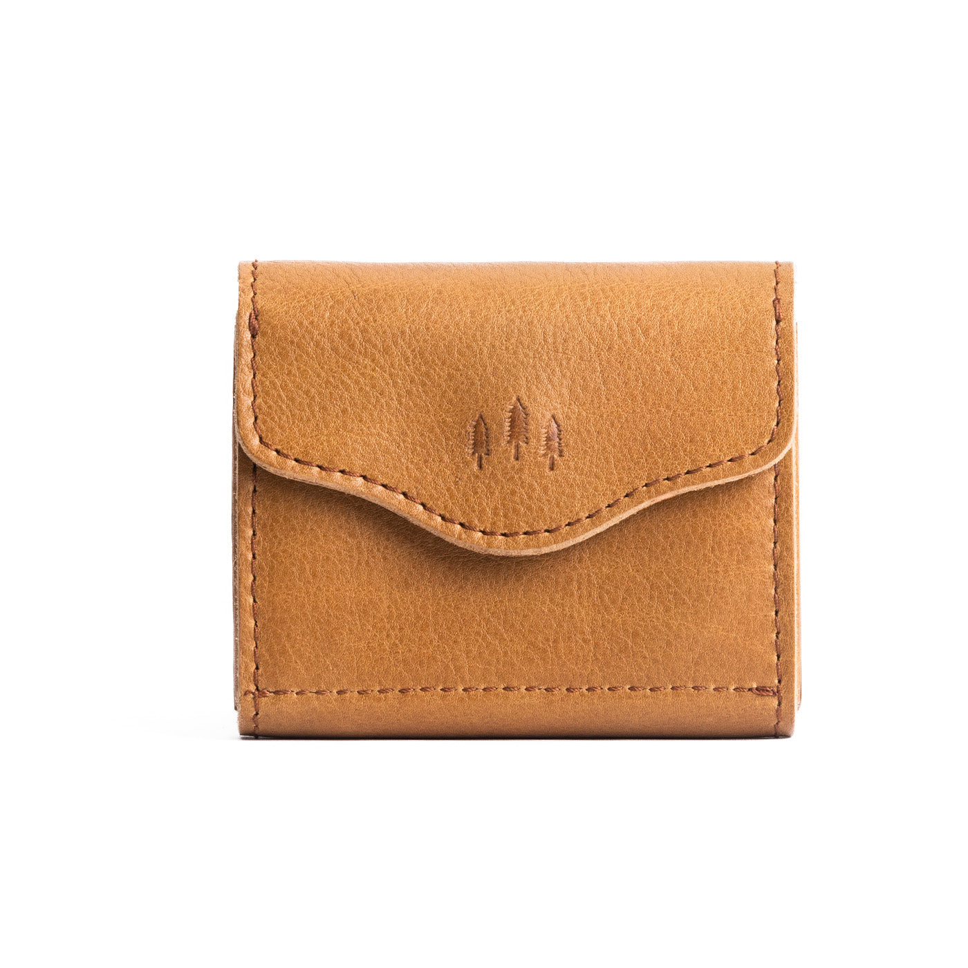 Shortbread | Compact leather wallet with snap closure and three trees debossed