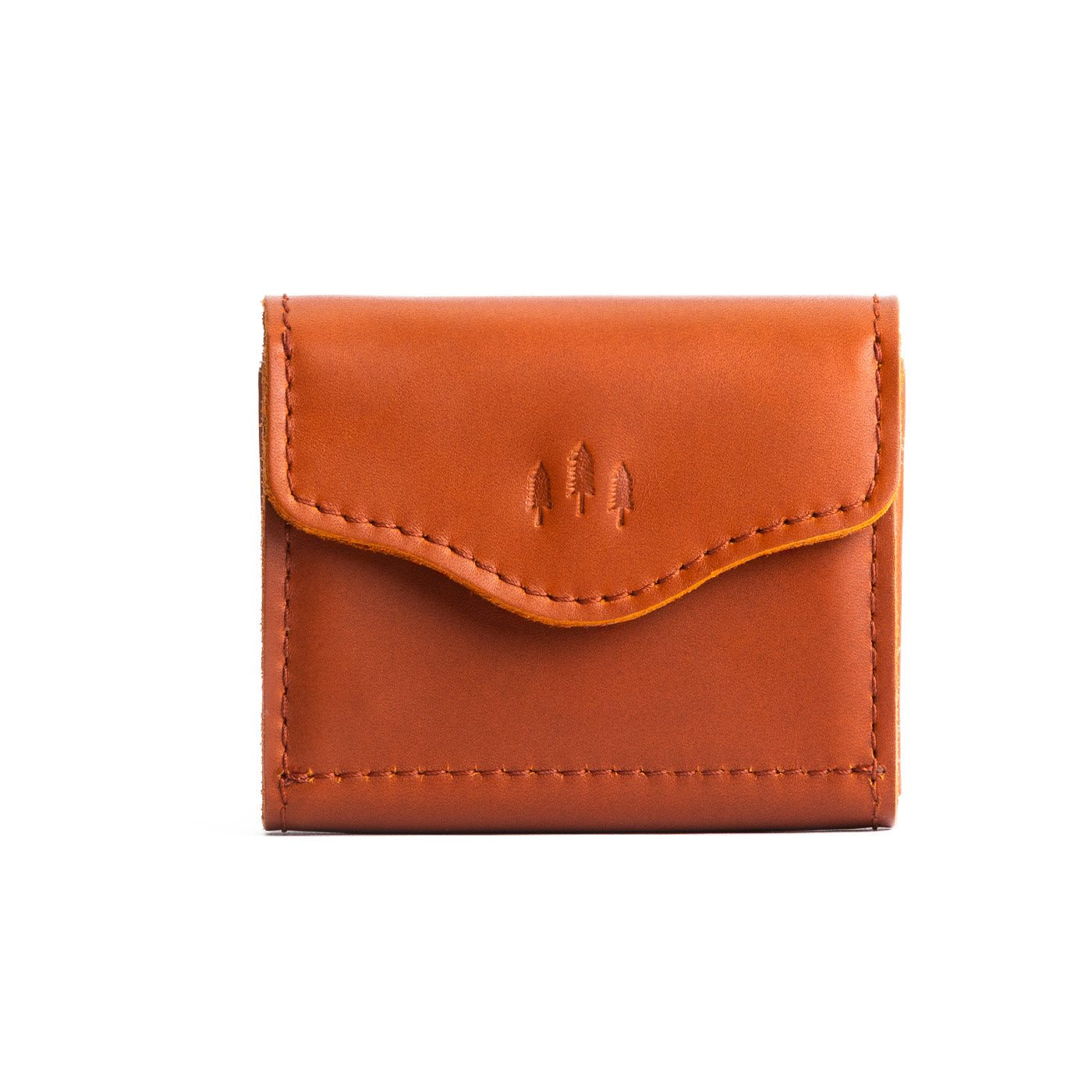 Tuscany | Compact leather wallet with snap closure and three trees debossed