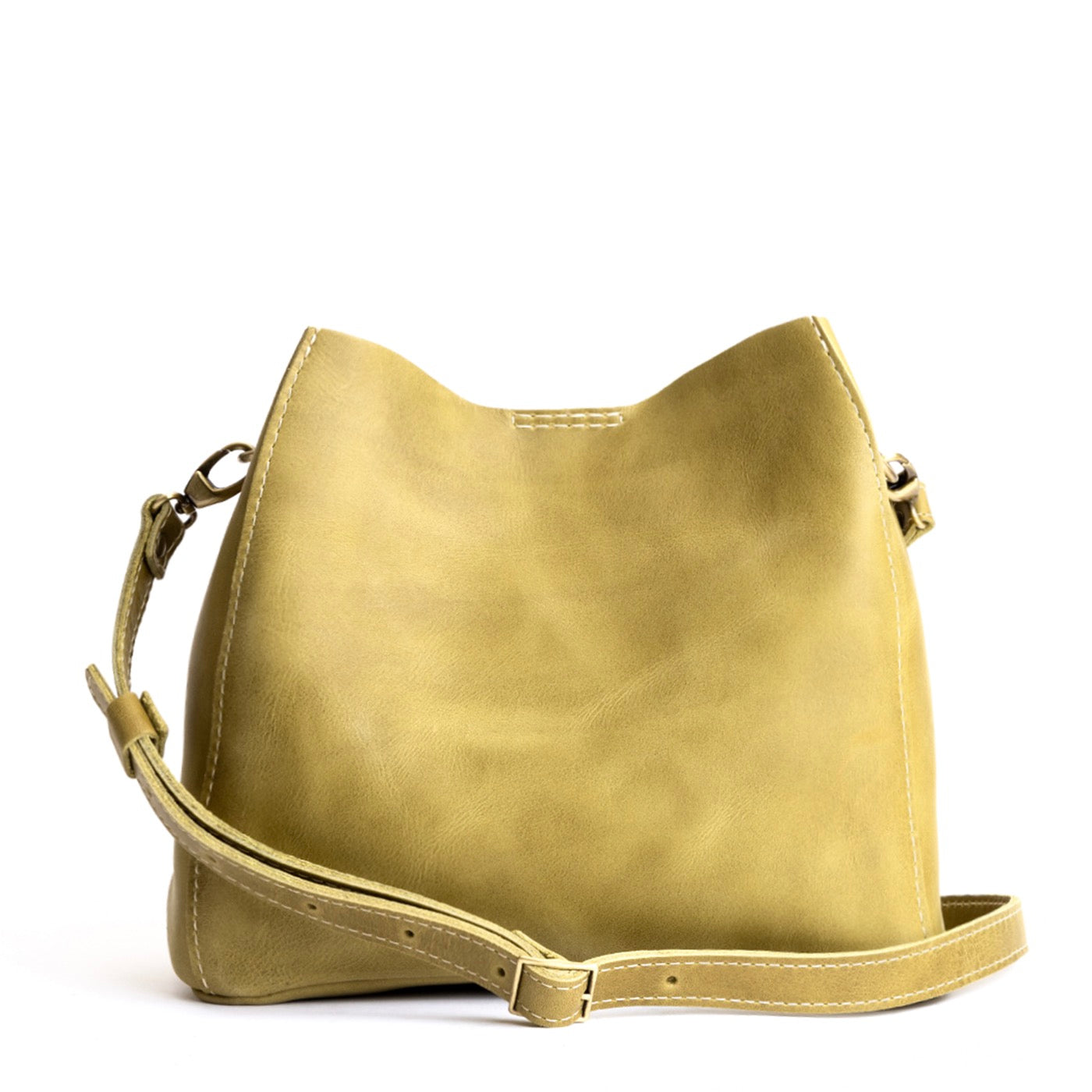 Anjou | symmetrical bucket bag with latch closure and removable crossbody strap