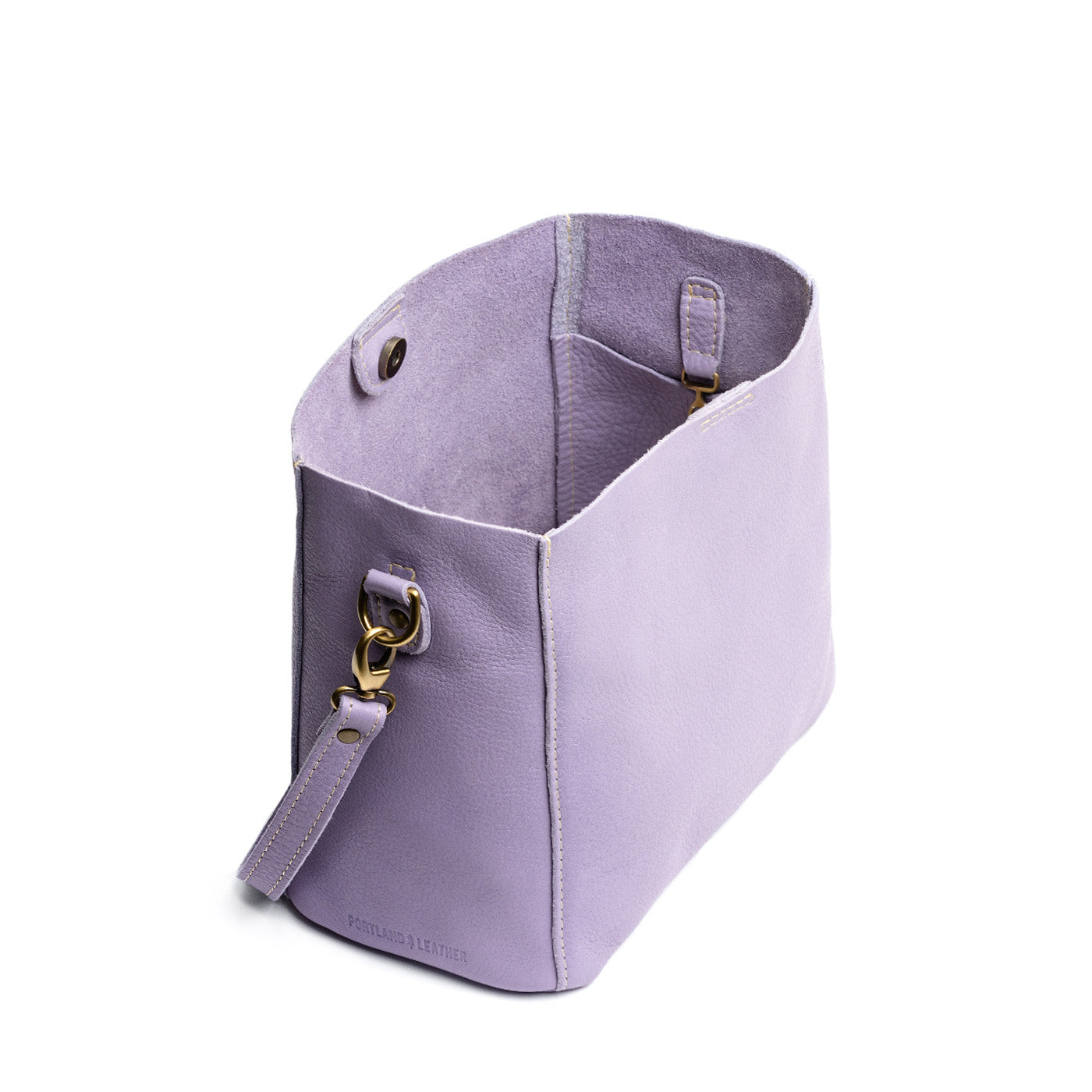 Wisteria | symmetrical bucket bag with latch closure and removable crossbody strap