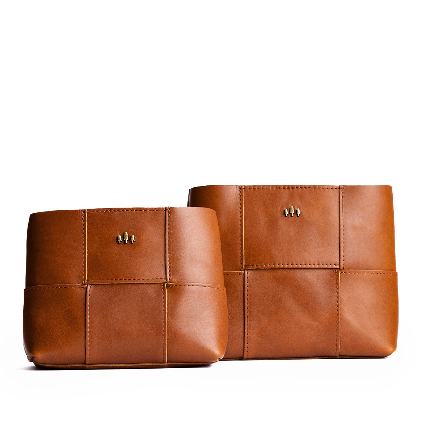 Honey | Comparison of both sizes of woven leather bag