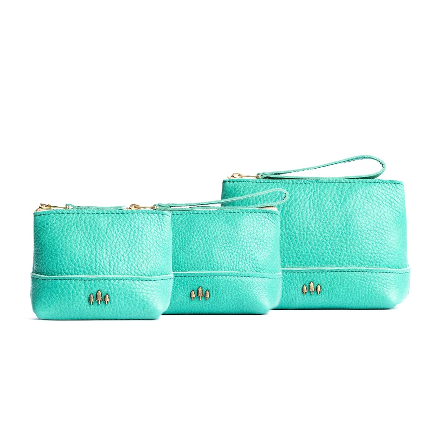 West Palm | Three sizes of zip top rectangular pouch with wide base and narrow top