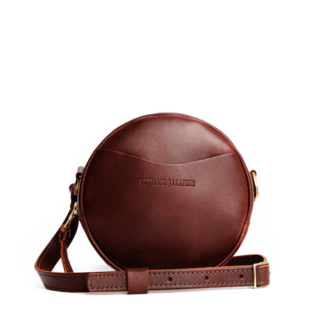 Cognac*Small | Circle shaped crossbody bag with top zipper