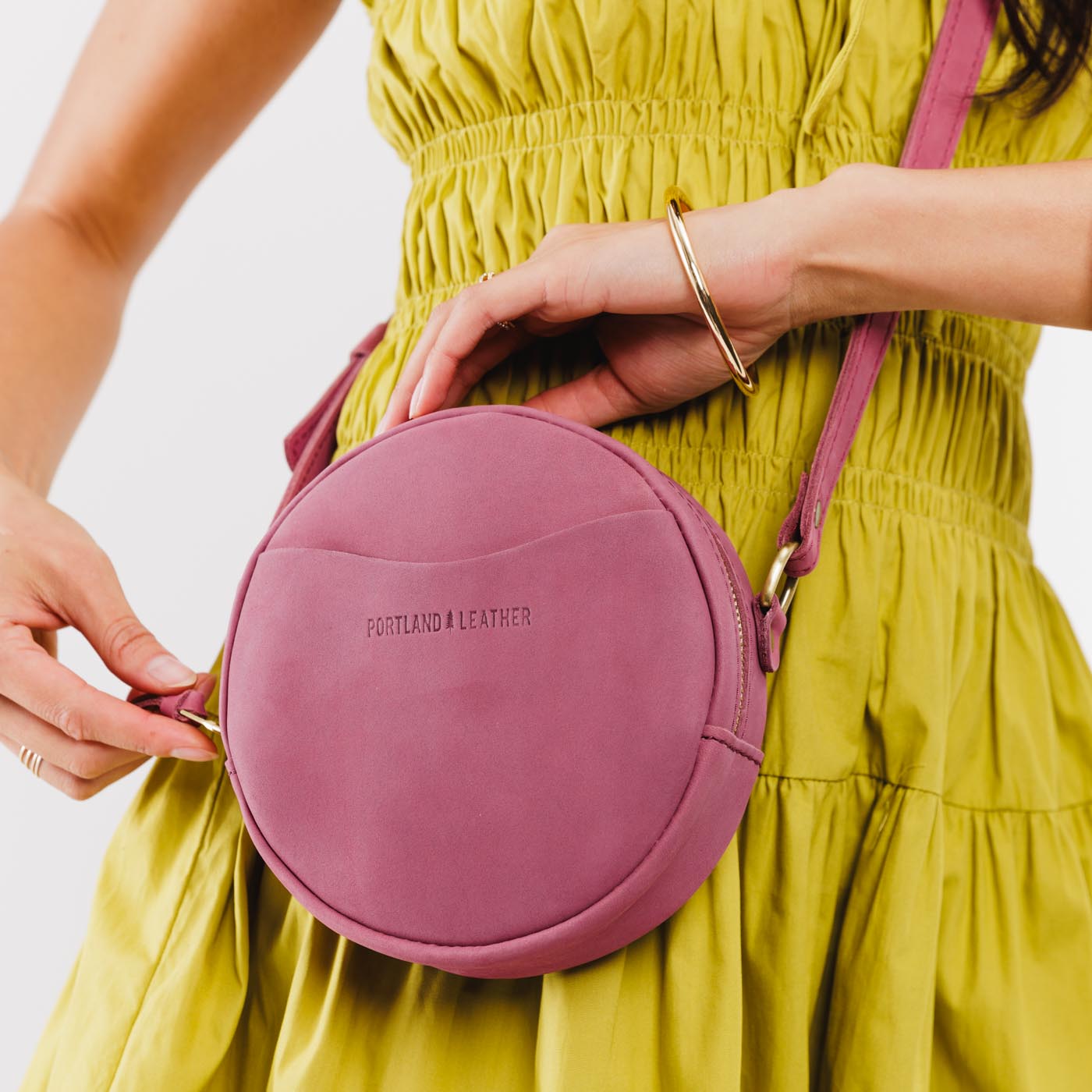 Foxglove*Small | Circle shaped crossbody with exterior pocket