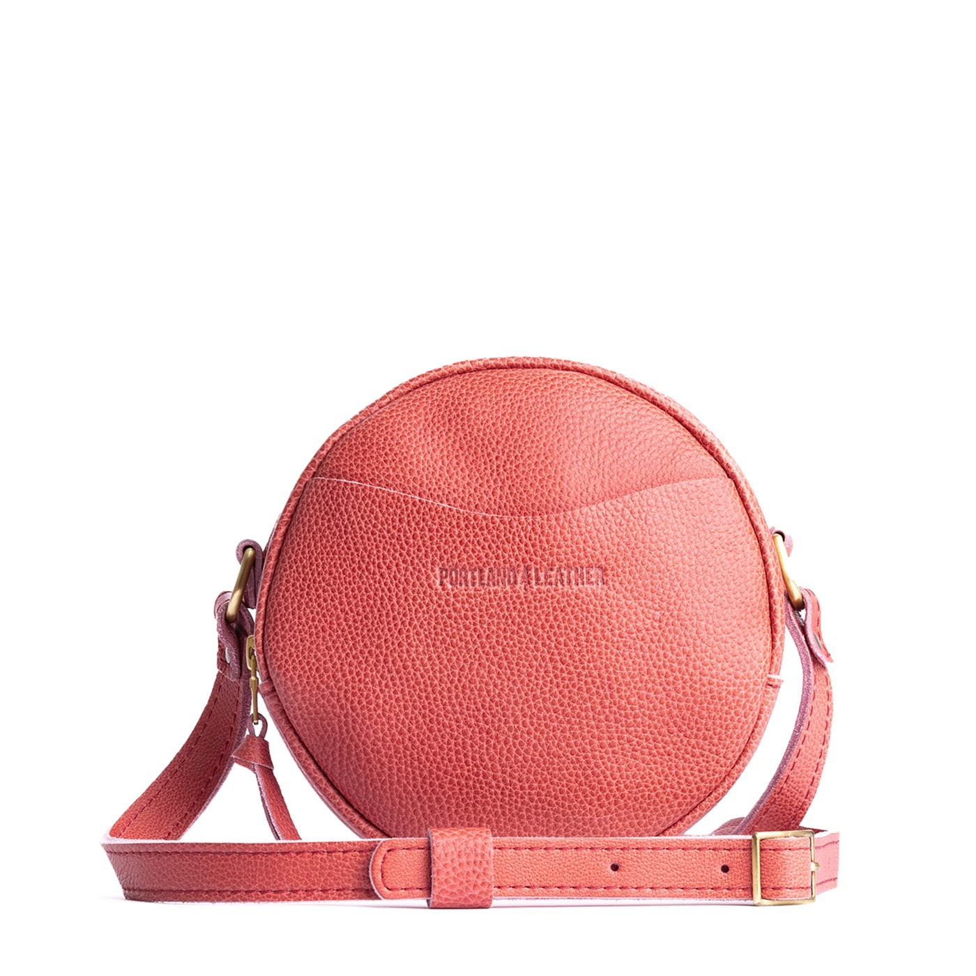 Watermelon Small | Circle shaped crossbody with exterior pocket and top zipper