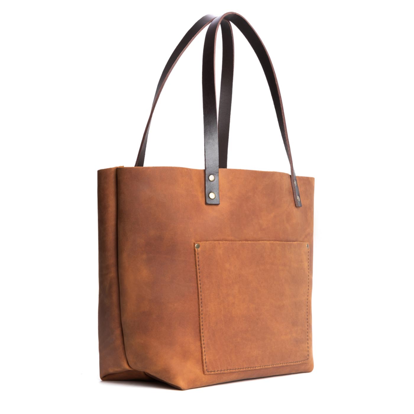 Dakota*Classic | Large leather tote bag with sturdy bridle handles and front pocket