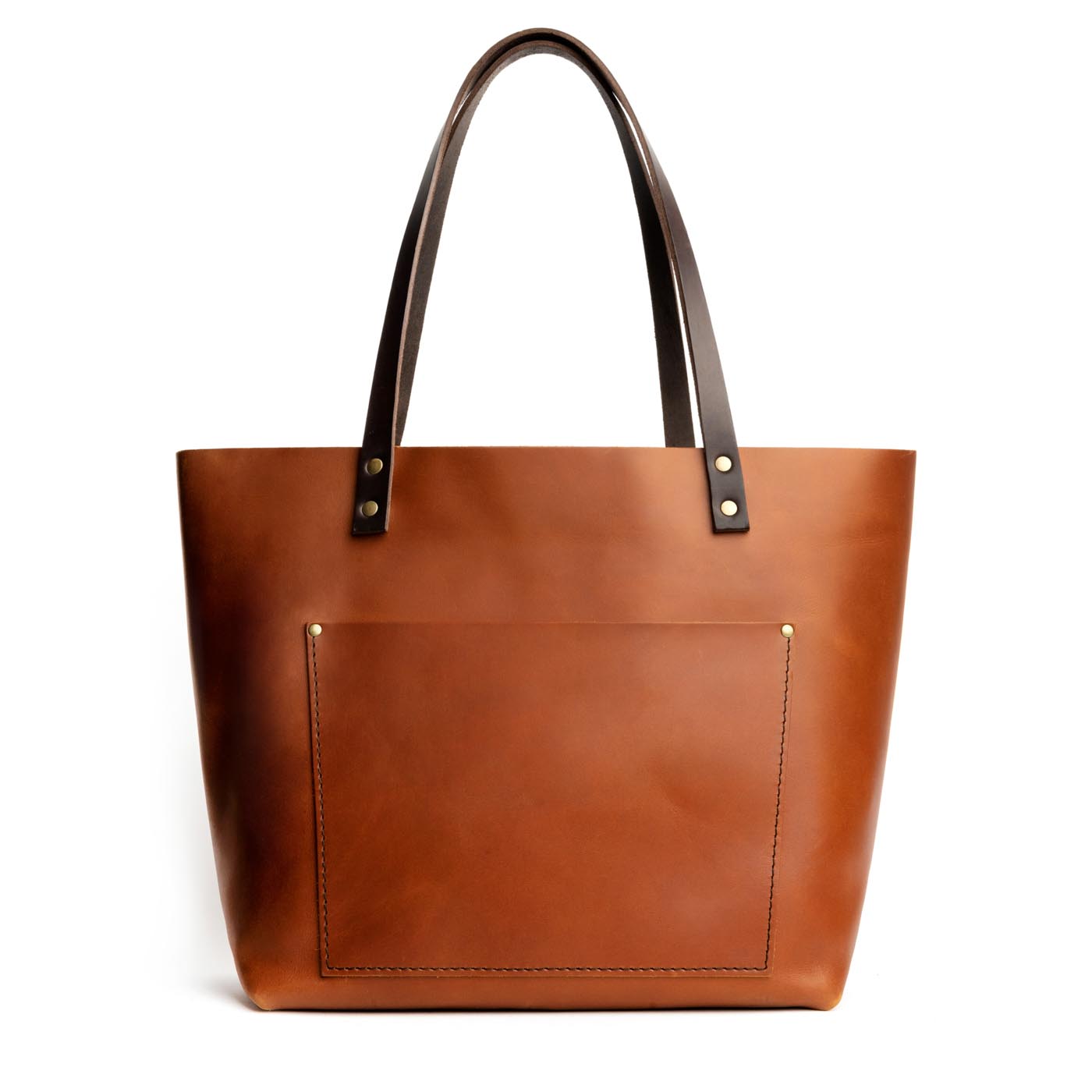 Honey Classic | Large leather tote bag with sturdy bridle handles and front pocket