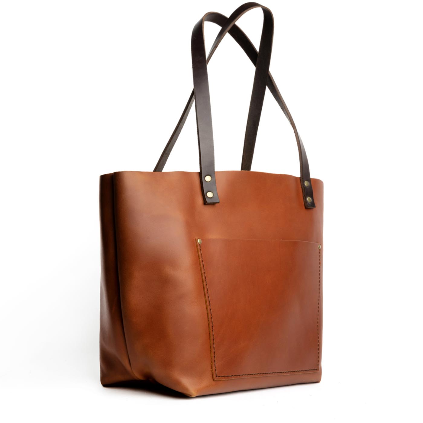 Honey*Classic | Large leather tote bag with sturdy bridle handles and front pocket