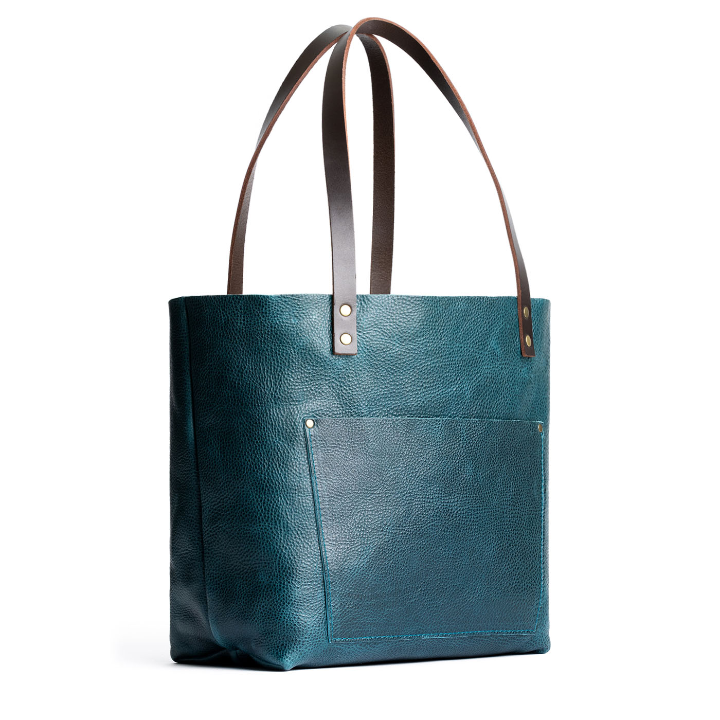 Lagoon Classic | Large leather tote bag with sturdy bridle handles and front pocket