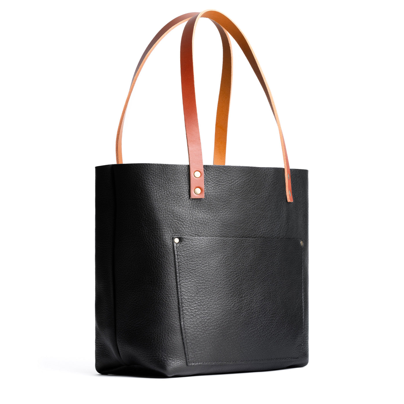 Pebbled--black*Classic | Large leather tote bag with sturdy bridle handles and front pocket