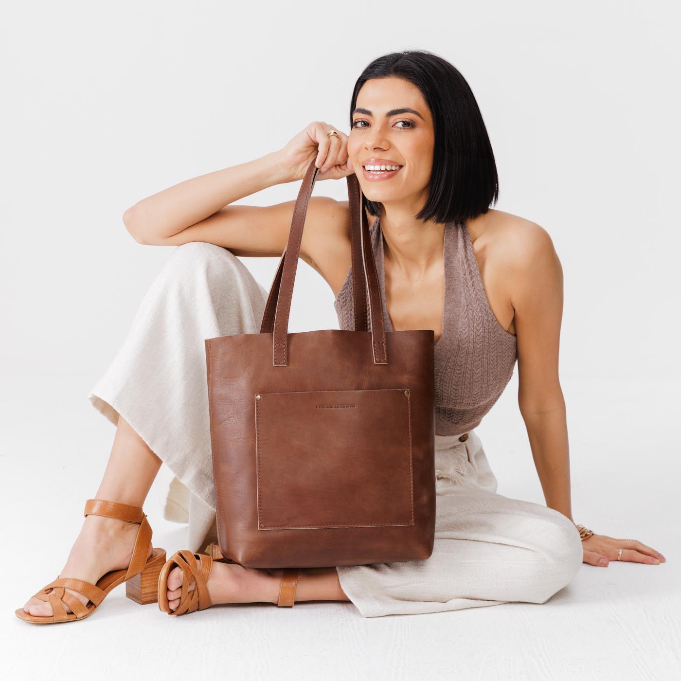 English Tan*Classic | Medium Tote with dual shoulder straps and crossbody strap