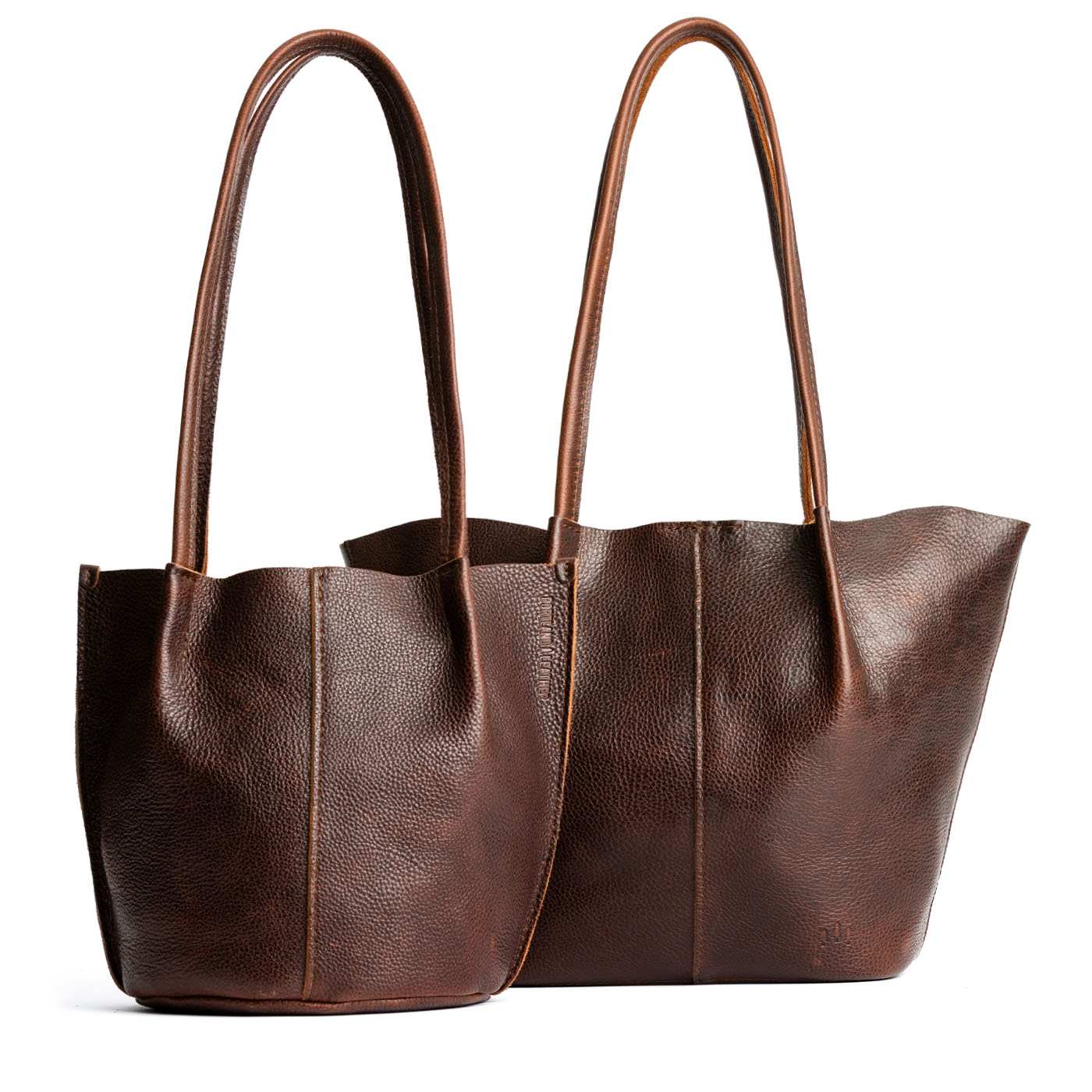 Coldbrew | Comparison of bucket shaped tote bag with matching leather handles