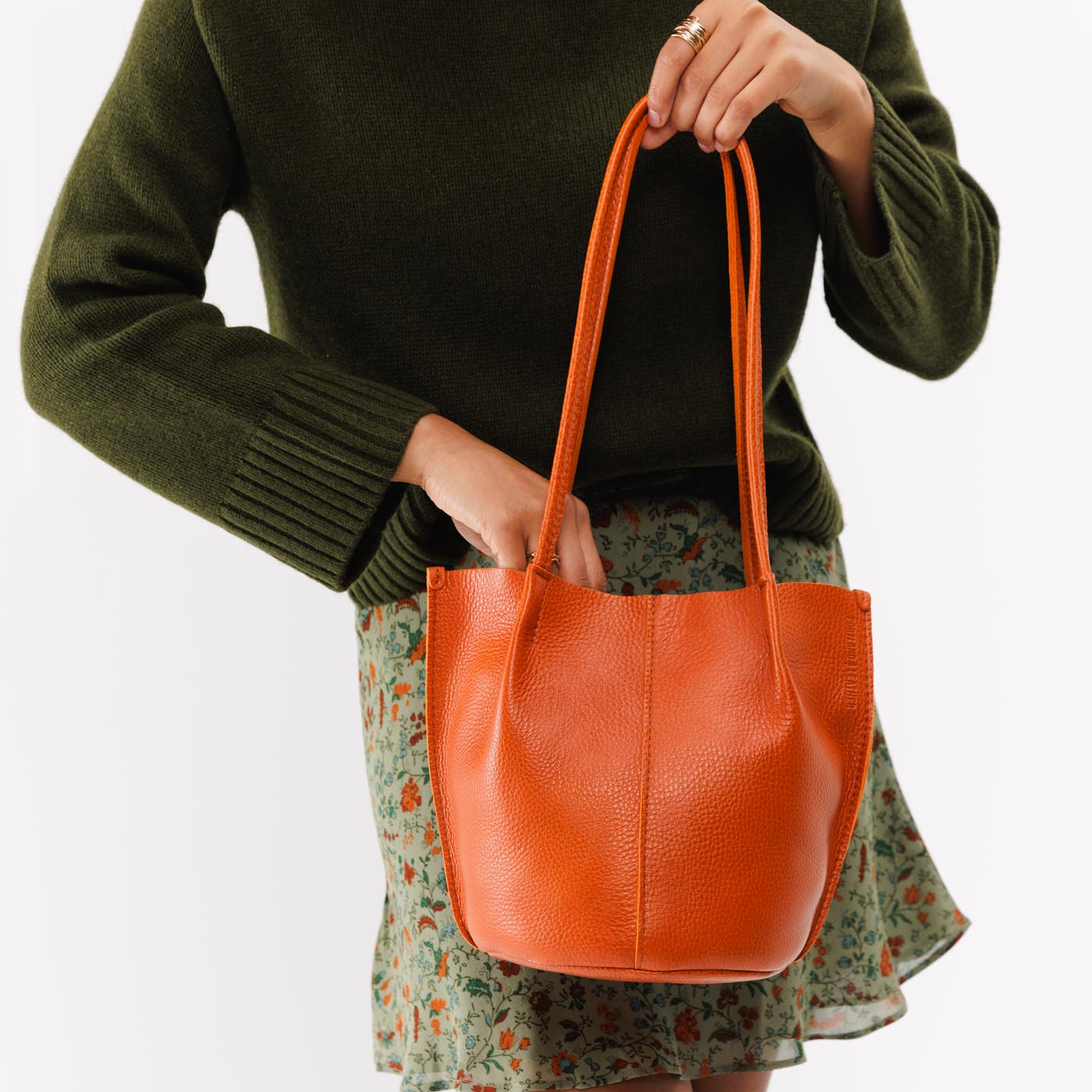 Koi*Classic | Petite bucket shaped tote bag with matching leather handles