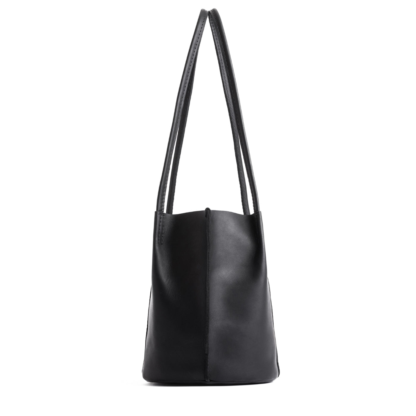 Black Classic | Petite bucket shaped tote bag with matching leather handles