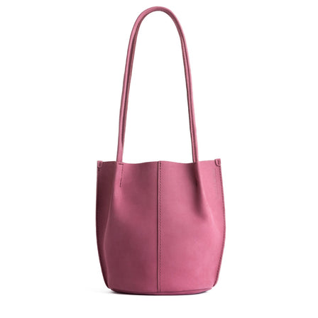 Foxglove*Large | Wide bucket shaped tote bag with matching leather handles