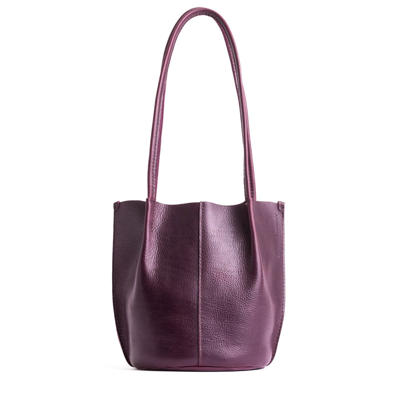 Plum Classic | Petite bucket shaped tote bag with matching leather handles