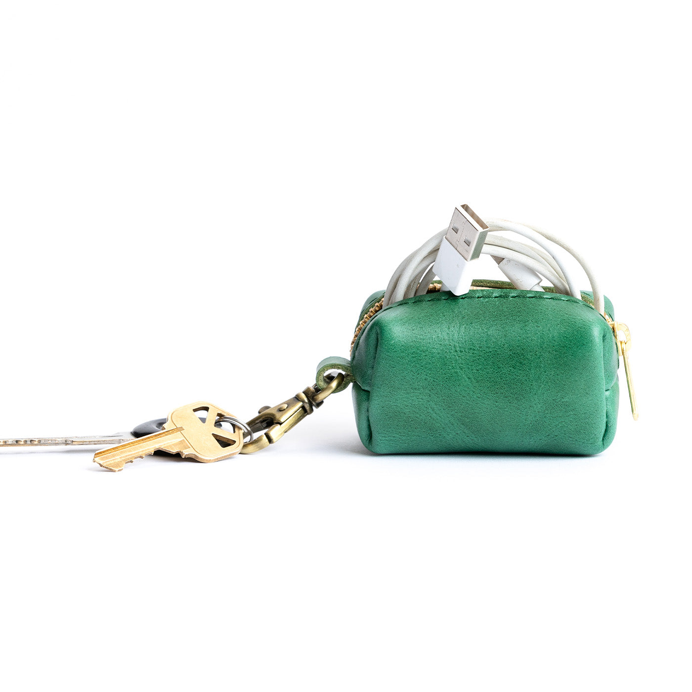 All Color: Cowboy Mint | Leather small keychain pouch