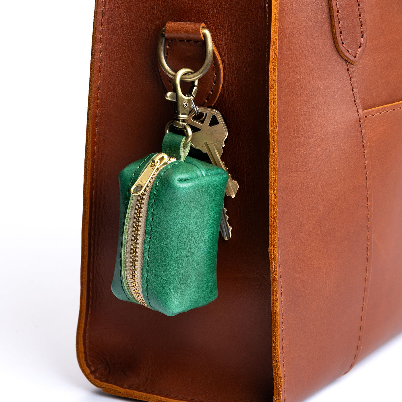 All Color: Cowboy Mint | Leather small keychain pouch