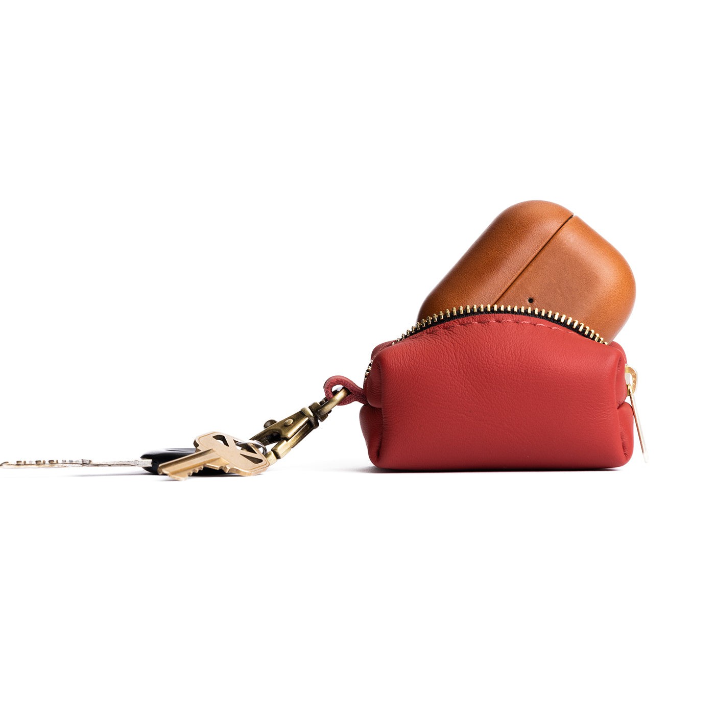 Crimson | Leather small keychain pouch