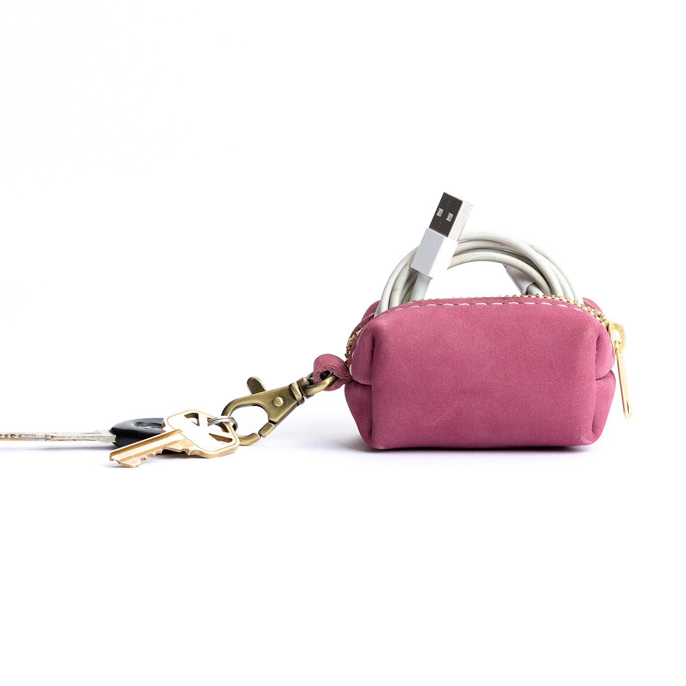 All Color: Foxglove | Leather small keychain pouch