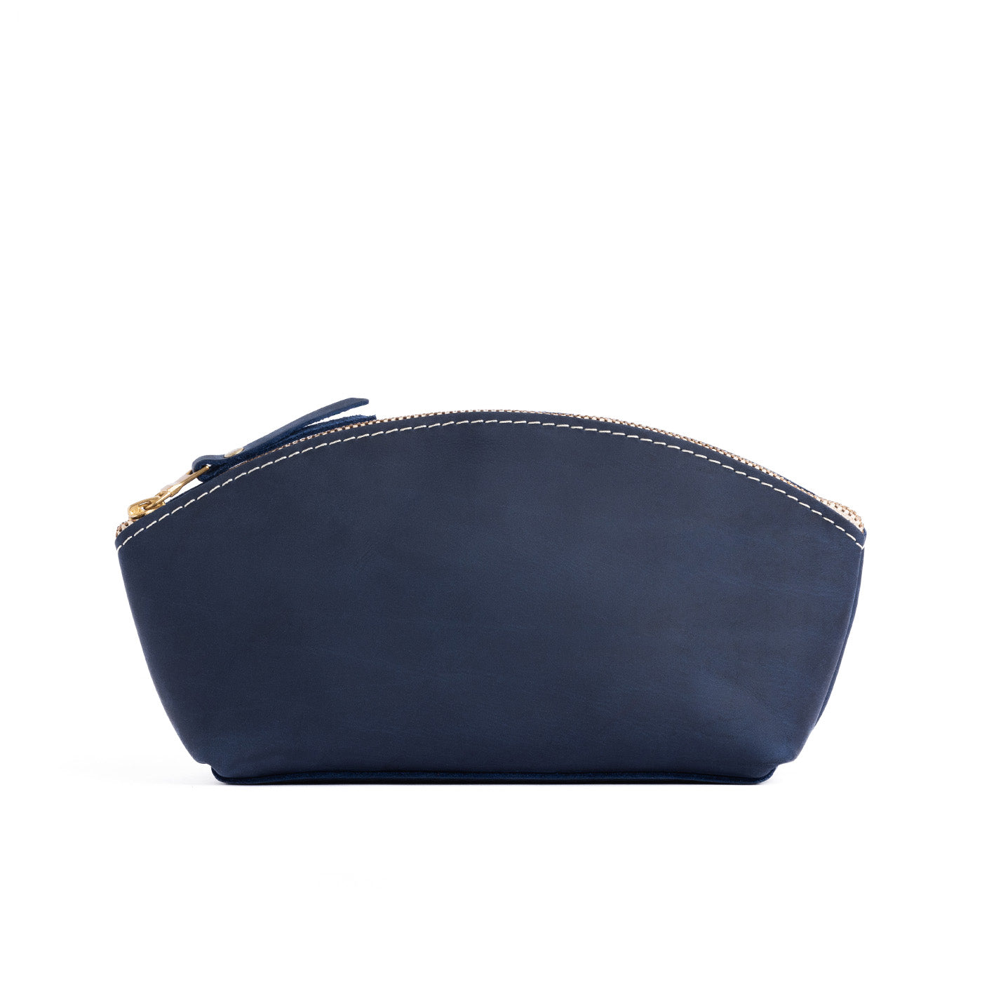 Deep Water Eclipse | Spacious leather makeup bag with curved seams and top zipper