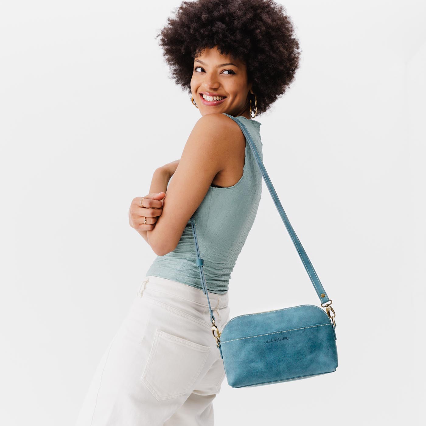 Aqua*Classic | Dome shaped crossbody purse with front and back pockets