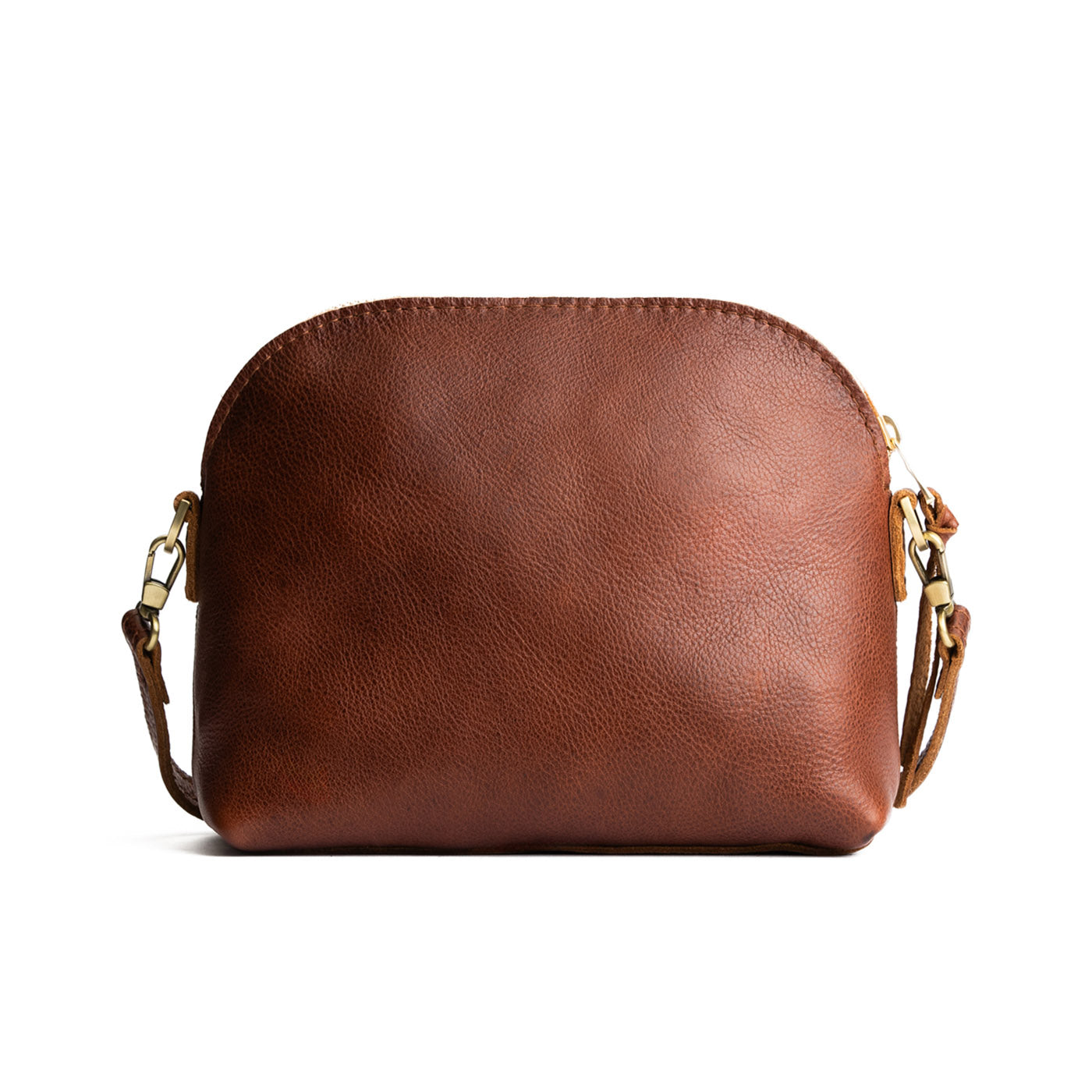 Nutmeg*Large | Dome shaped crossbody purse with front pocket and removable strap