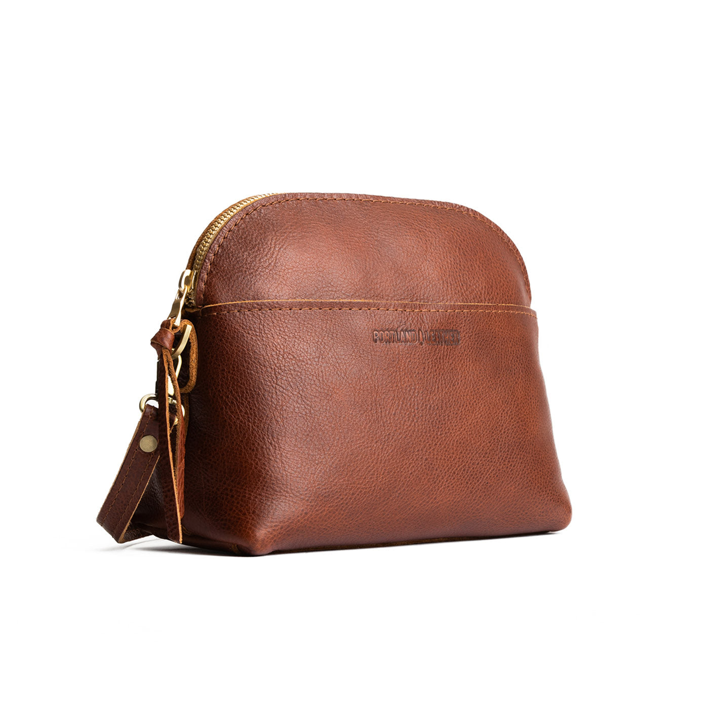 Nutmeg*Large | Dome shaped crossbody purse with front pocket and removable strap