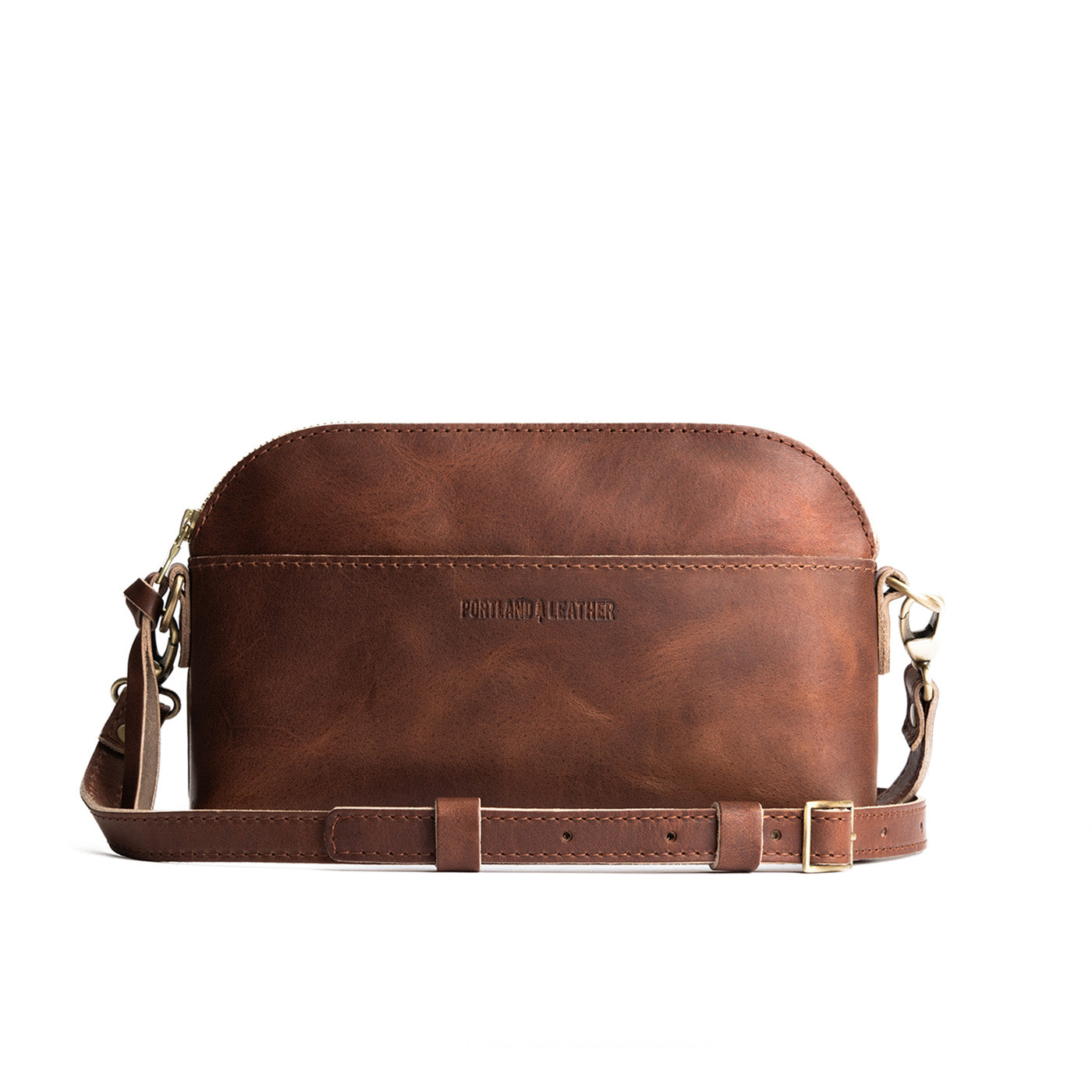 English Tan*Classic | Dome shaped crossbody purse with front and back pockets