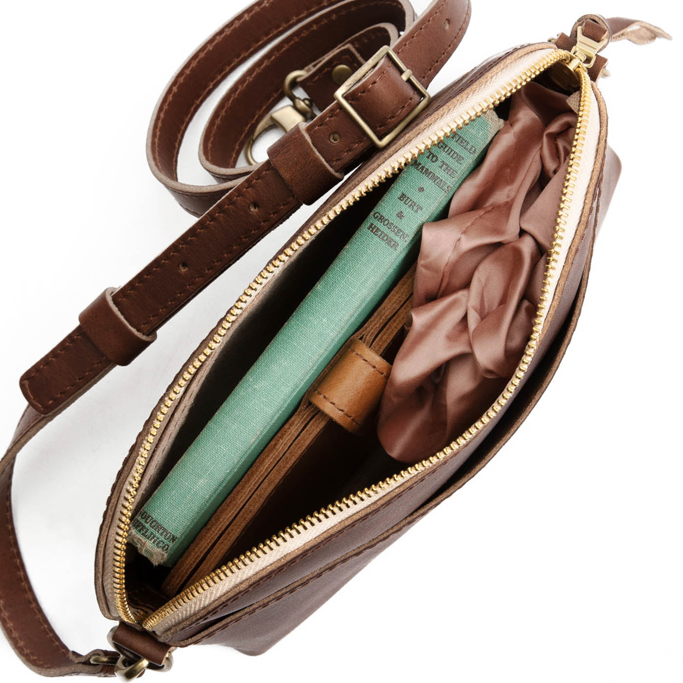 English Tan*Classic | Dome shaped crossbody purse with front and back pockets