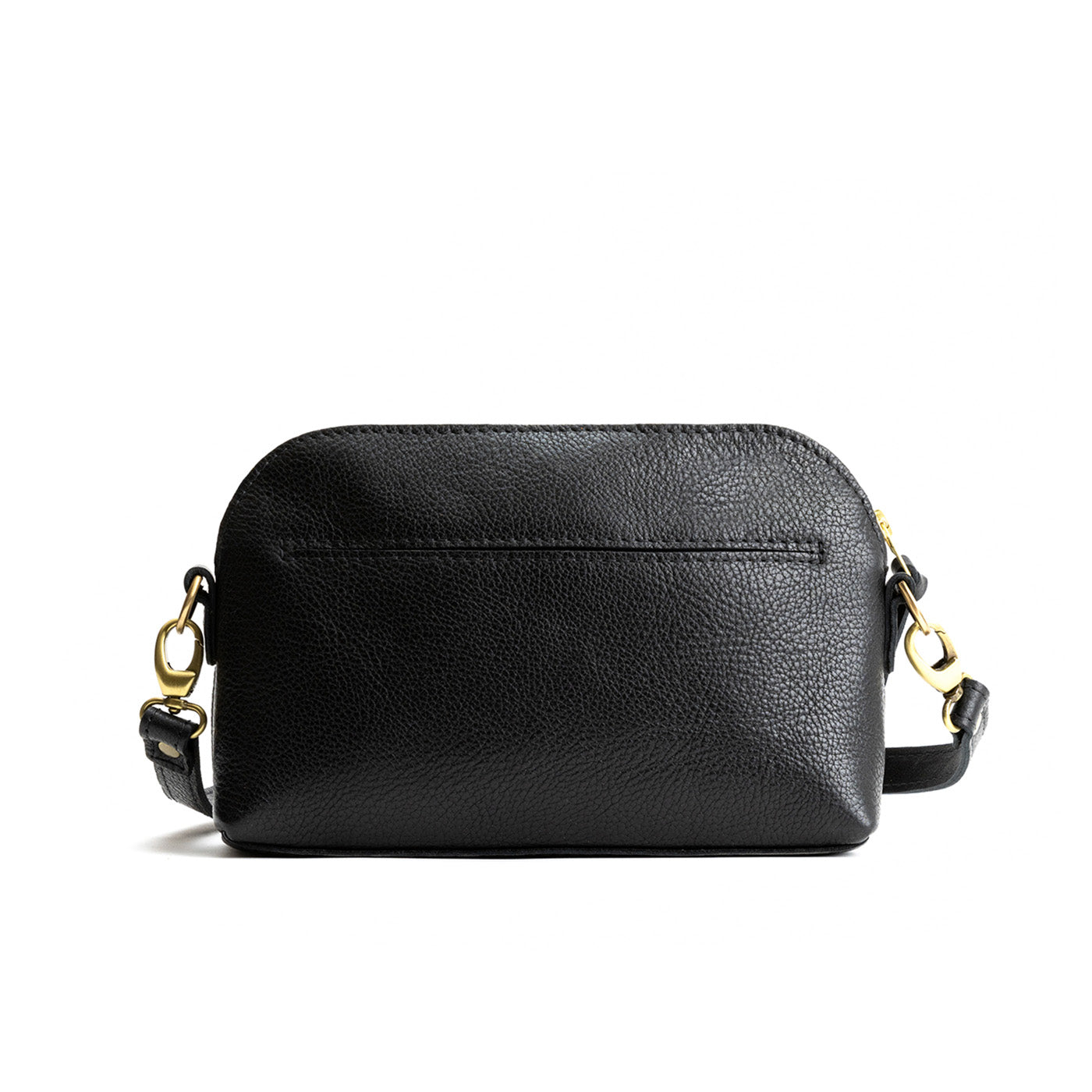 Pebbled--black Classic | Dome shaped crossbody purse with front and back pockets