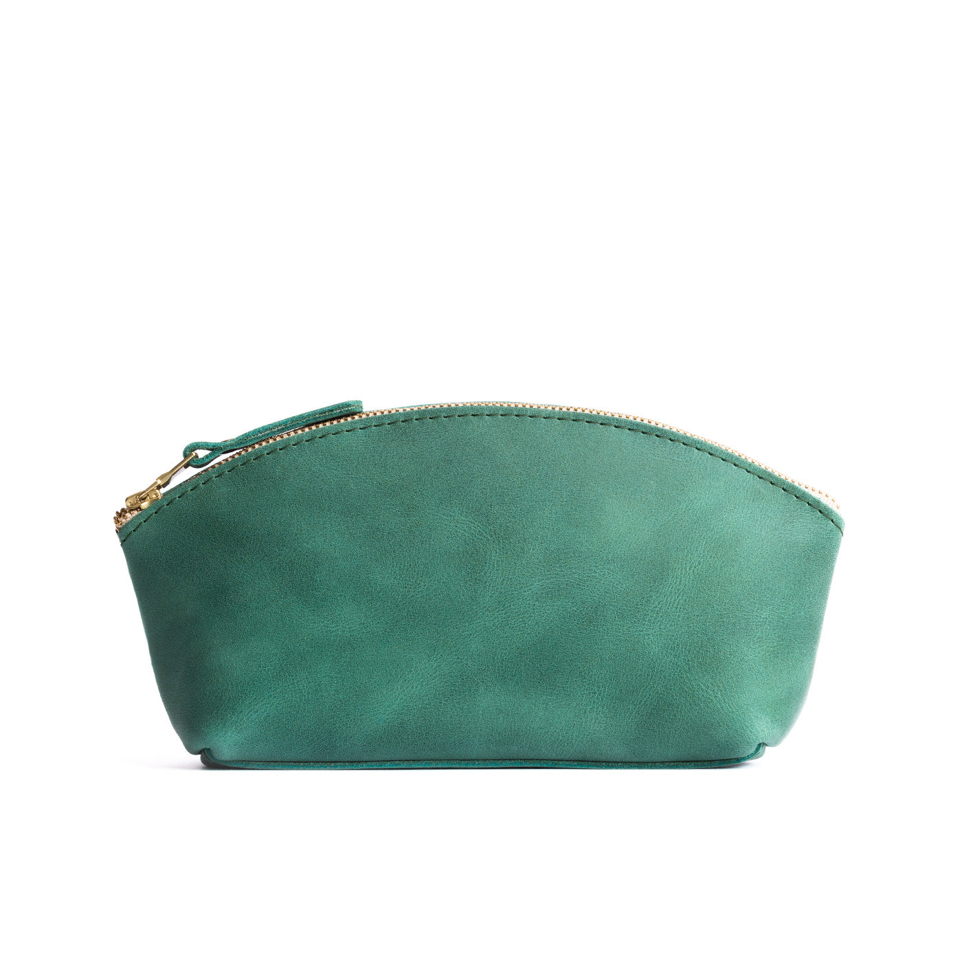 Surf*Eclipse | Spacious leather makeup bag with curved seams and top zipper